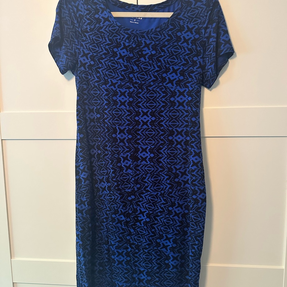 Apt. 9 Black and Blue Geometric Midi Dress